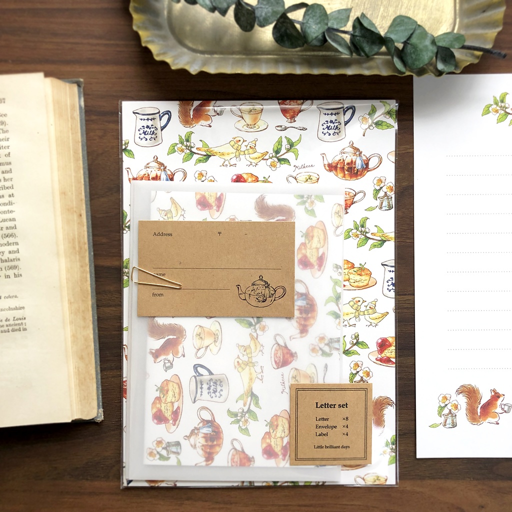 Letterset ”Milktea”｜りすと小鳥の紅茶会レターセット