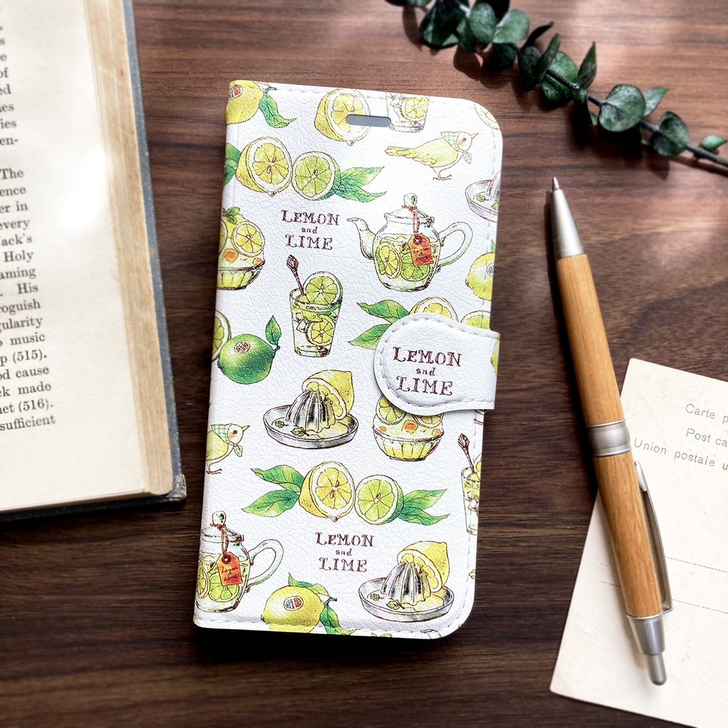 Lemon&Lime手帳型スマホケース(iPhone/Android全機種対応)レモンライム 夏のフルーツ