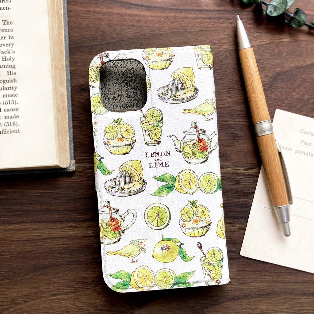 Lemon&Lime手帳型スマホケース(iPhone/Android全機種対応)レモンライム 夏のフルーツ