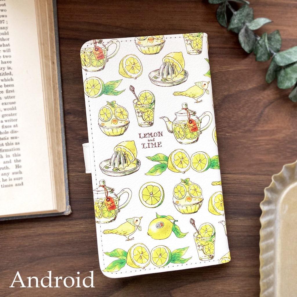 Lemon&Lime手帳型スマホケース(iPhone/Android全機種対応)レモンライム 夏のフルーツ
