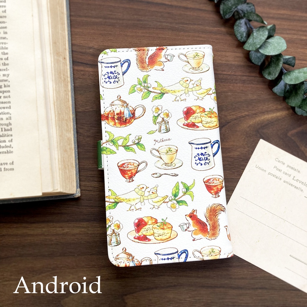 MILKTEA手帳型スマホケース(IPhone/Android全機種対応)iPhone11秋冬 クリスマスプレゼント 動物 りす 鳥