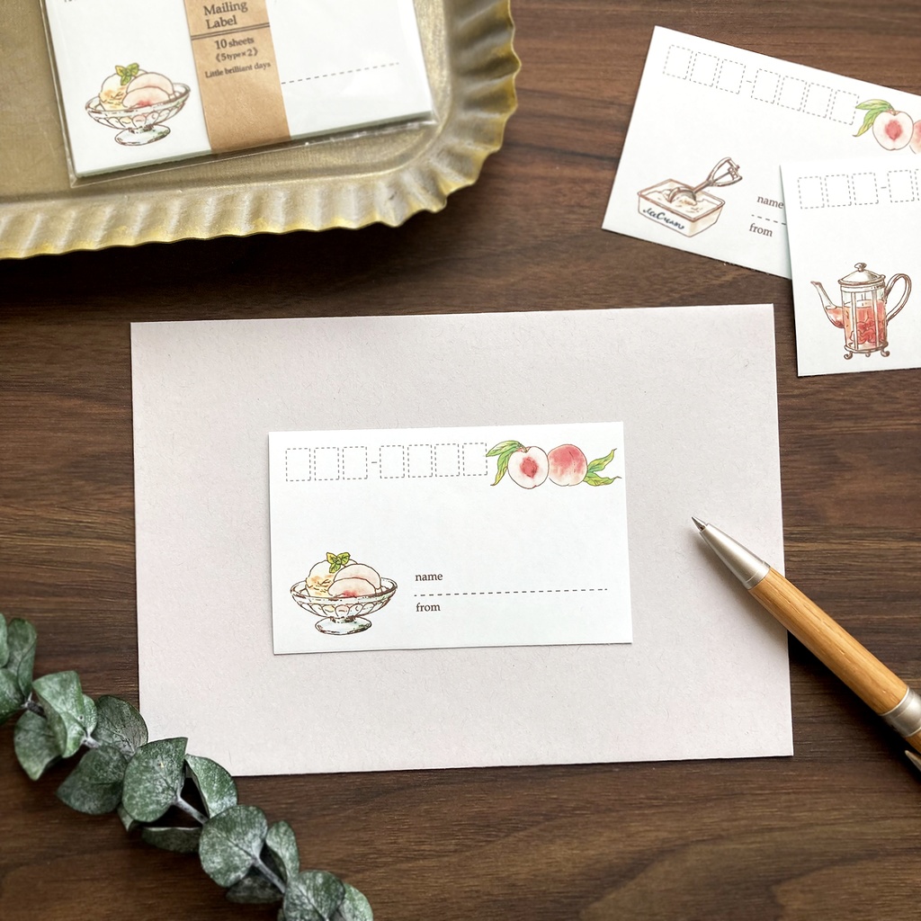Mailing Label "PeachMelba"【①~③から選んで下さい】桃 宛名シール ラベル 夏 フルーツ 鳥