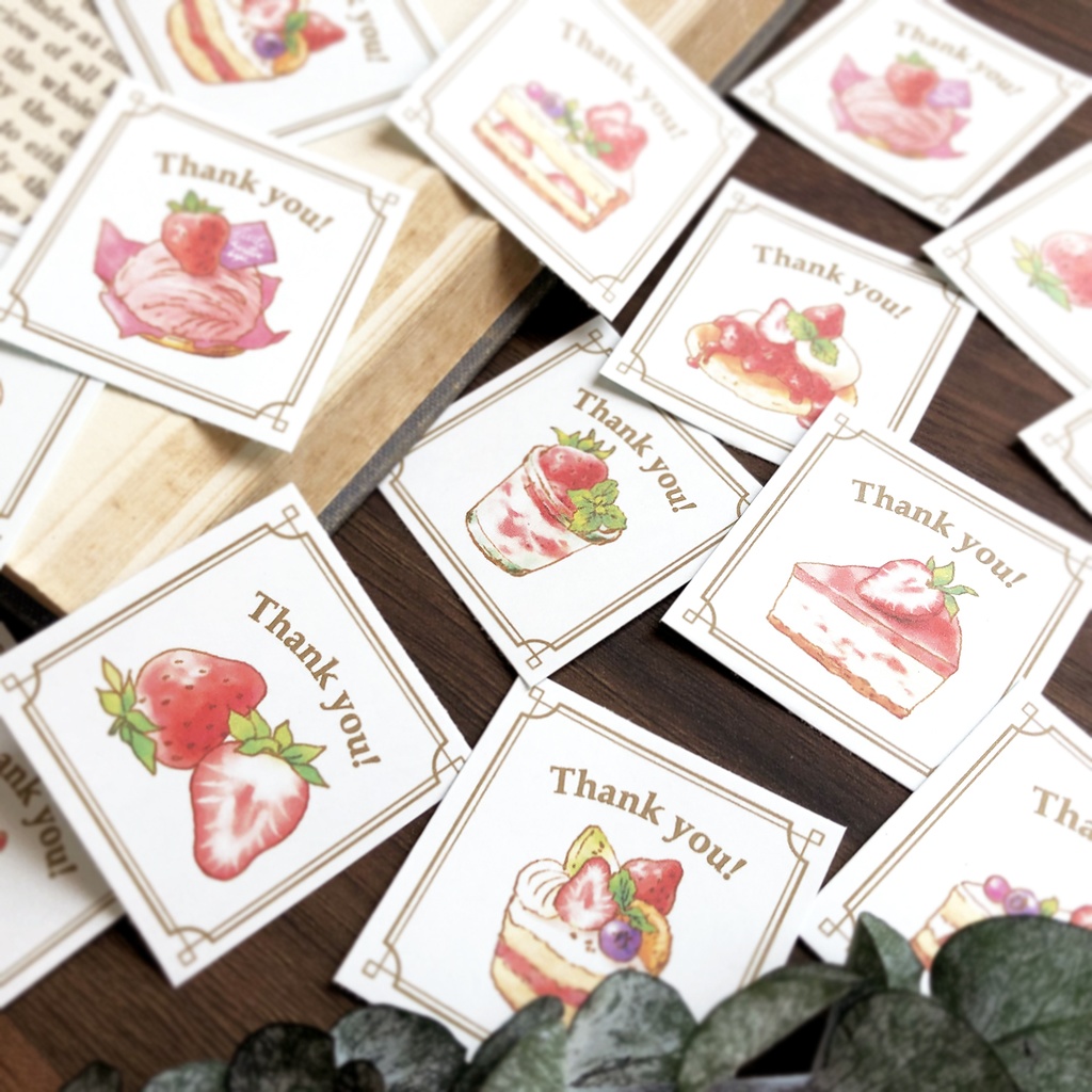 Thank you seal "StrawberryCakes"【35枚入り】いちごのサンキューシール 春 フルーツ