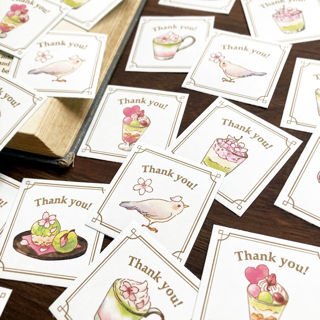 Thank you seal "SakuraMacchaLatte"【35枚入り】桜抹茶 春 サンキューシール