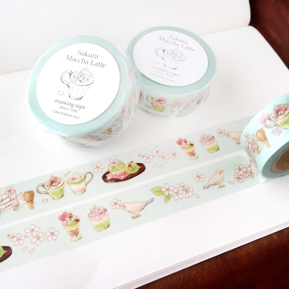 【完売】SakuraMacchaLatte（Blue） マスキングテープ