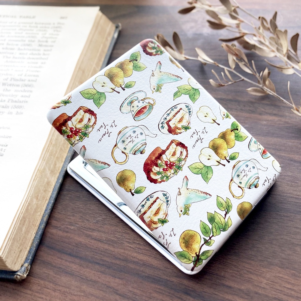 LafranceTart mirror【コンパクトミラー 秋冬 洋梨 フルーツ 植物 食べ物 鳥 かわいい手鏡】