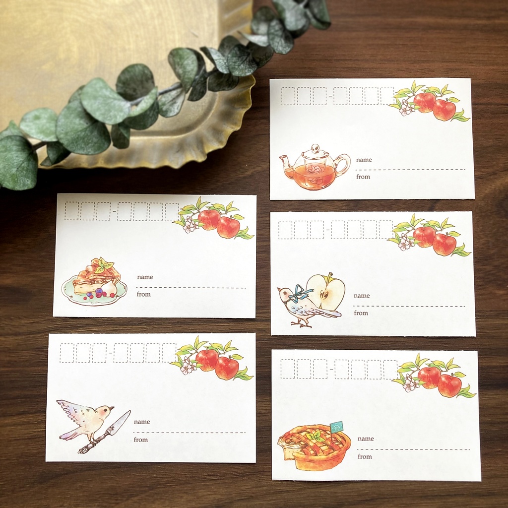Mailing Label "Applepie"【①~③から選択】秋冬 りんご 紅茶 アップルパイ 食べ物
