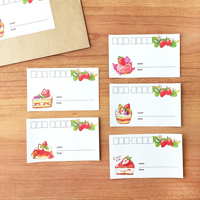 Mailing Label "StrawberryCakes"【①~③からタイプ選択】いちごスイーツ 食べ物 かわいいフルーツ クリスマス