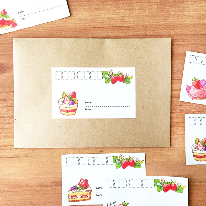 Mailing Label "StrawberryCakes"【①~③からタイプ選択】いちごスイーツ 食べ物 かわいいフルーツ クリスマス