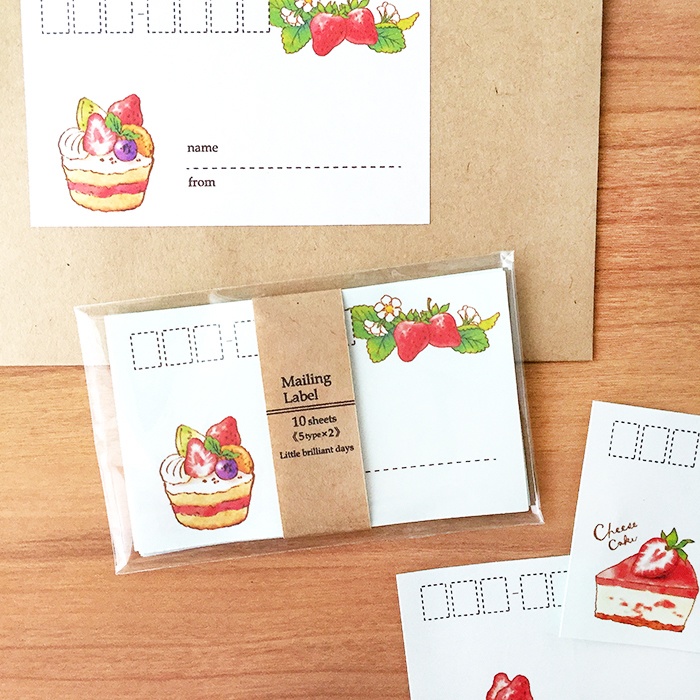Mailing Label "StrawberryCakes"【①～③からタイプ選択】いちごスイーツ 食べ物 かわいいフルーツ クリスマス