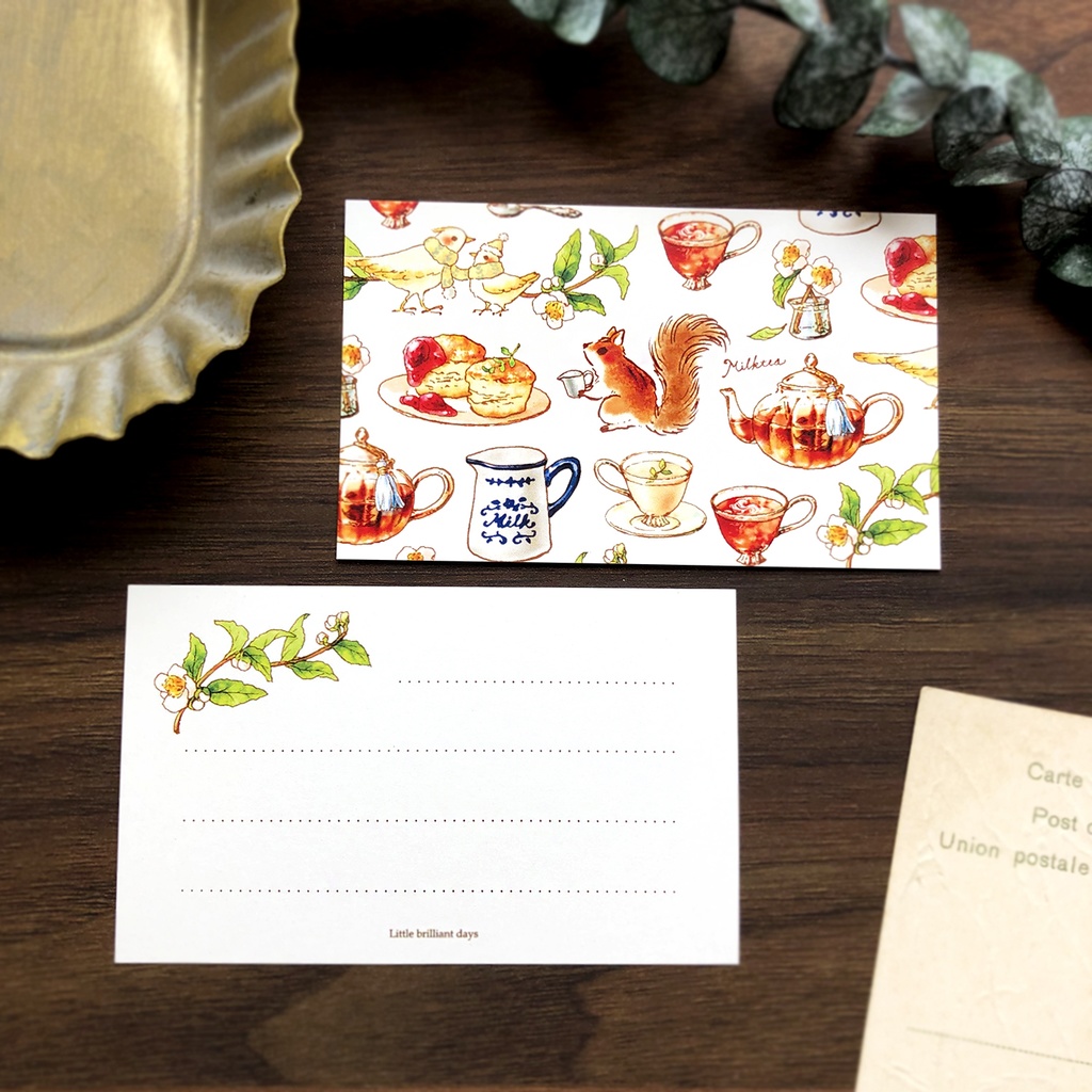 Message Card ”Milktea”《8sheets》紅茶ティーポット メッセージカード りす