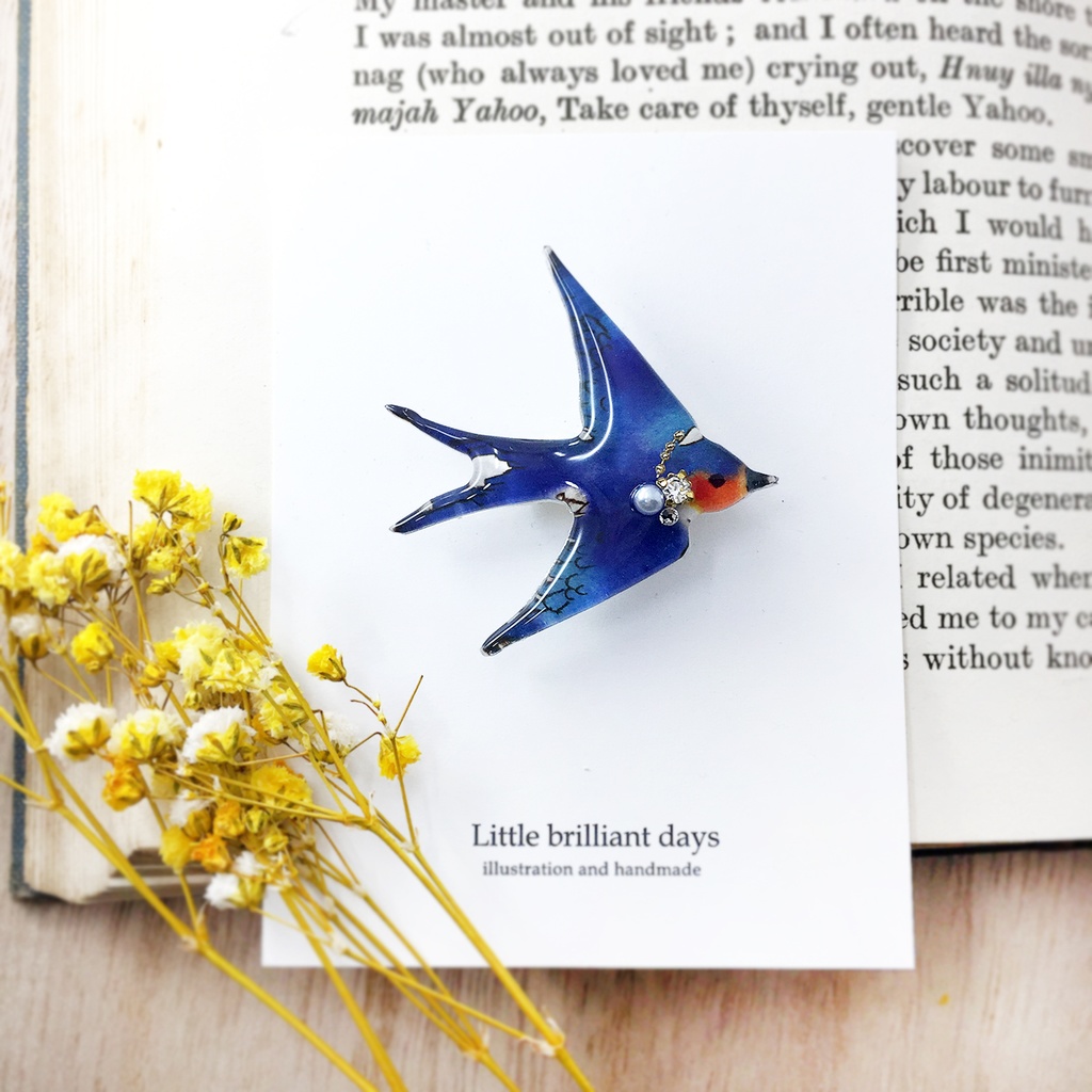 Swallow Brooch つばめブローチ 青い鳥 春 Little Brilliant Days Booth