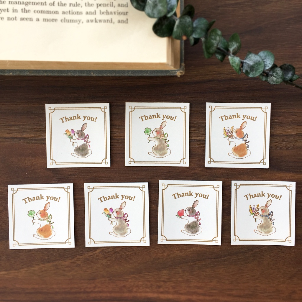 Thank you seal "Rabbit"【シール35枚入り】春の花とうさぎ