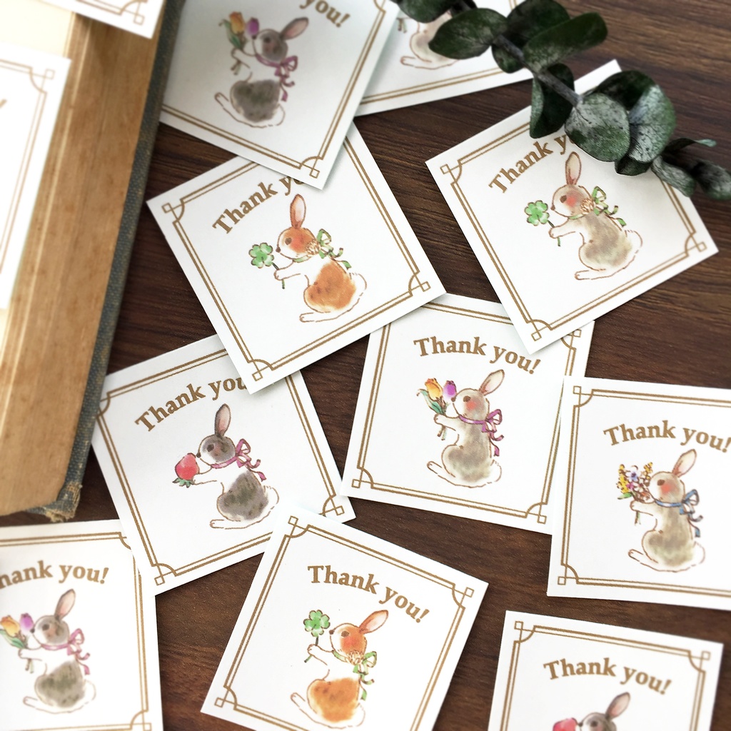 Thank you seal "Rabbit"【シール35枚入り】春の花とうさぎ