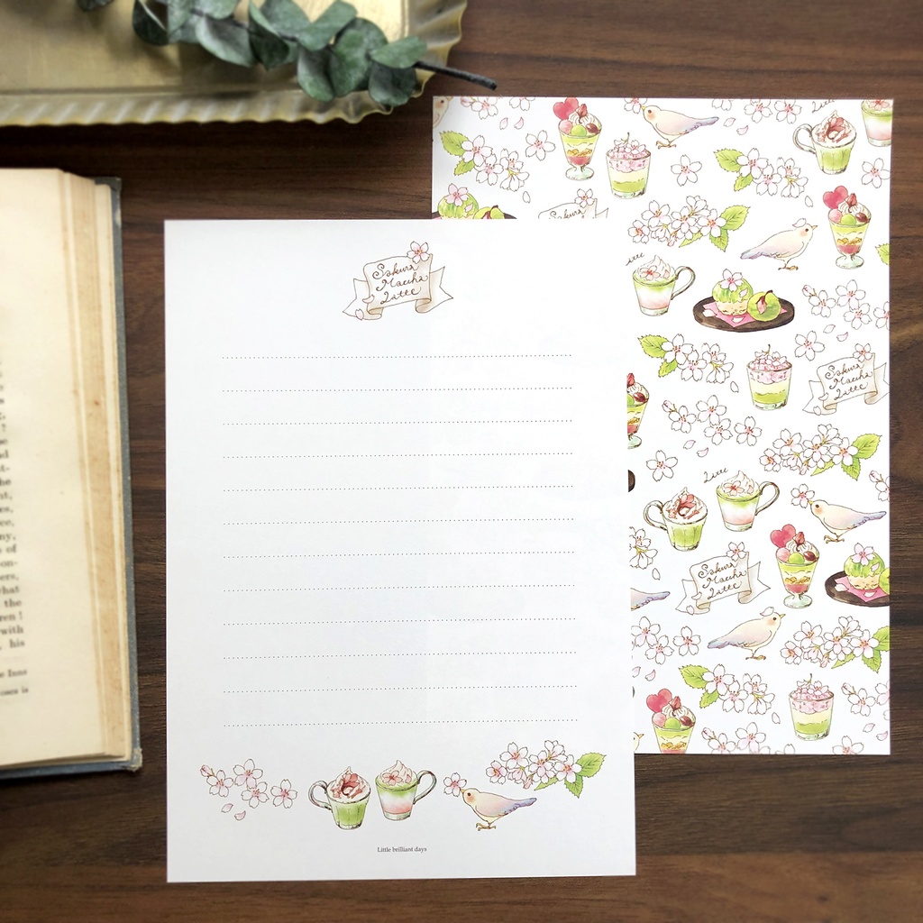 Letterset "SakuraMacchaLatte" 桜抹茶ラテレターセット