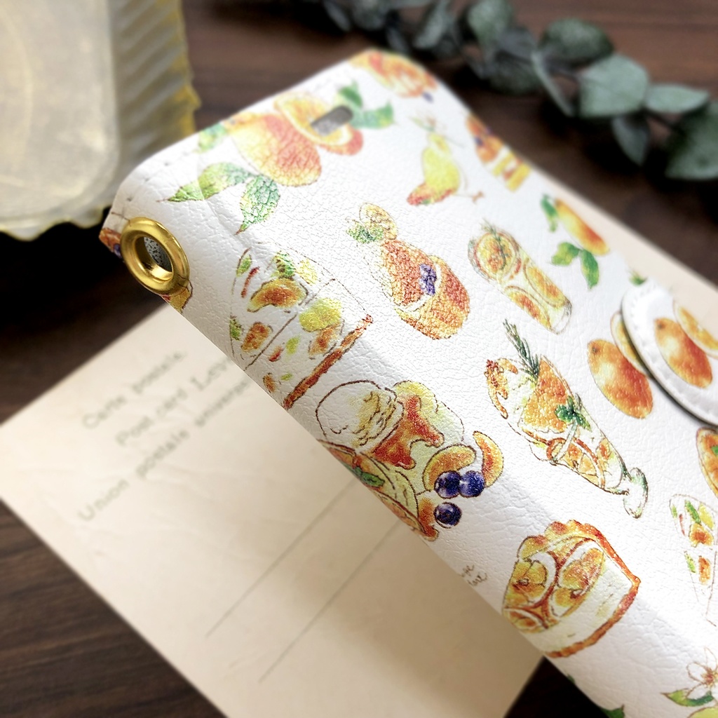 Orange Sweets手帳型スマホケース(iPhone/Android全機種対応)オレンジスイーツ