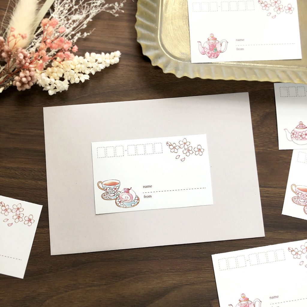 Mailing Label "Sakura tea"|桜ティー宛名シール 紅茶 春