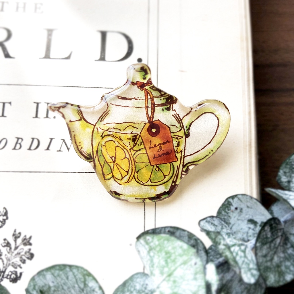Lemon&Lime teapot brooch｜レモンティーポットブローチ フルーツ 夏 母の日