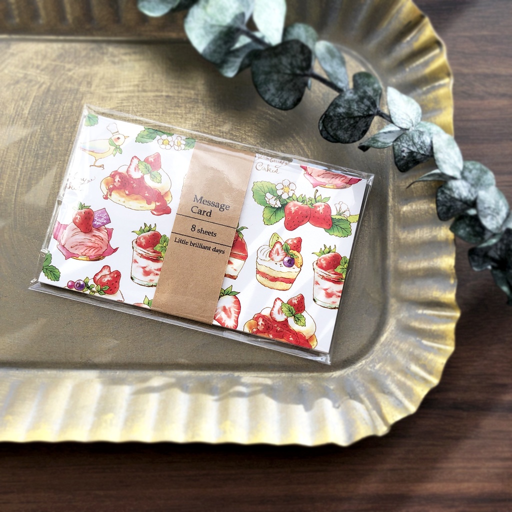 Message Card "StrawberryCakes"《8sheets》|いちごスイーツのメッセージカード