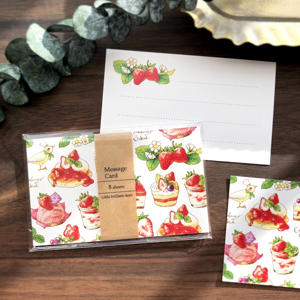 Message Card "StrawberryCakes"《8sheets》|いちごスイーツのメッセージカード