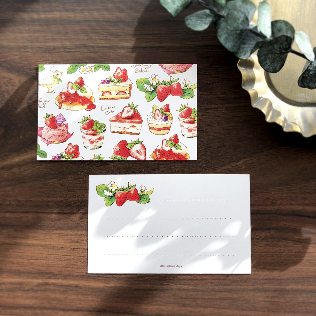 Message Card "StrawberryCakes"《8sheets》|いちごスイーツのメッセージカード