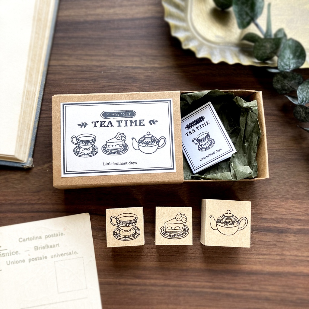 【完売】Teatime stampset|紅茶とケーキのティーセットスタンプセット