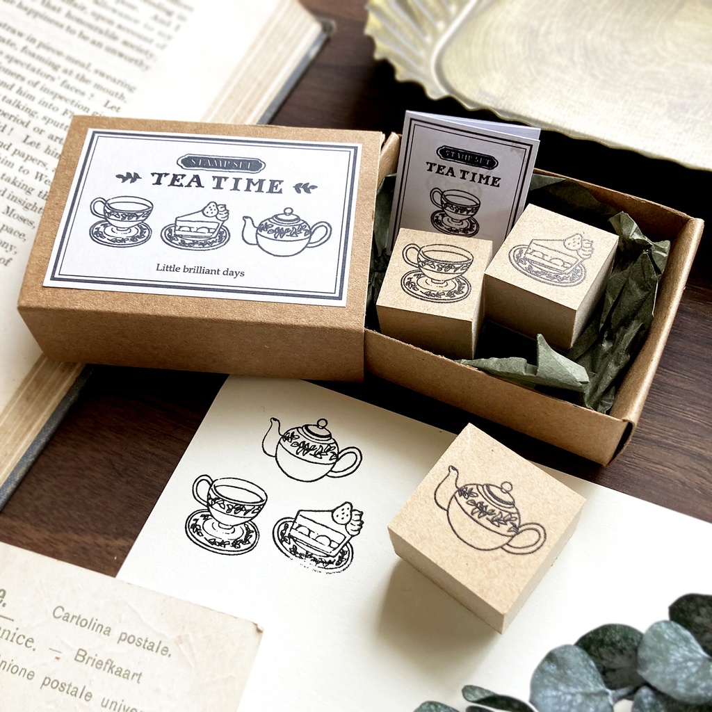 【完売】Teatime stampset|紅茶とケーキのティーセットスタンプセット