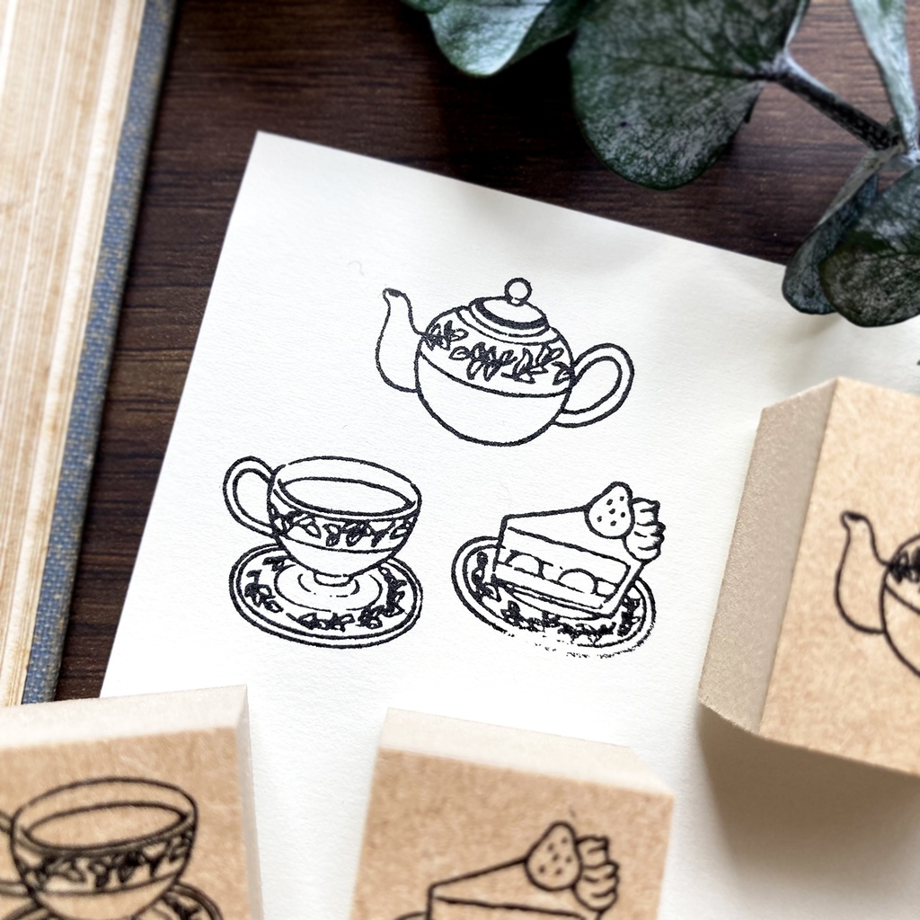 【完売】Teatime stampset|紅茶とケーキのティーセットスタンプセット