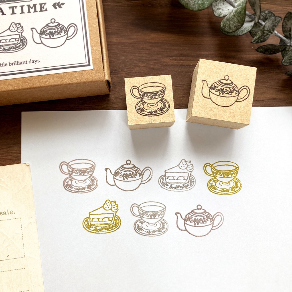 【完売】Teatime stampset|紅茶とケーキのティーセットスタンプセット