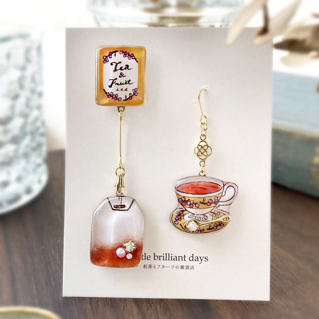 Teabag earring -yellow-|ティーバッグイヤリング・ピアス〔紅茶シリーズ〕