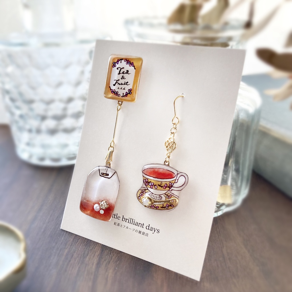 Teabag earring -yellow-|ティーバッグイヤリング・ピアス〔紅茶シリーズ〕