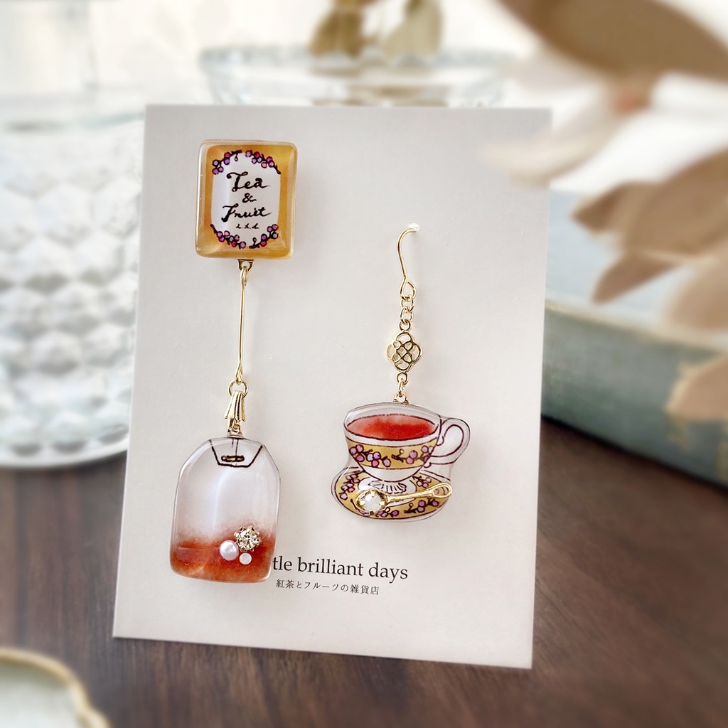 Teabag earring -yellow-|ティーバッグイヤリング・ピアス〔紅茶シリーズ〕