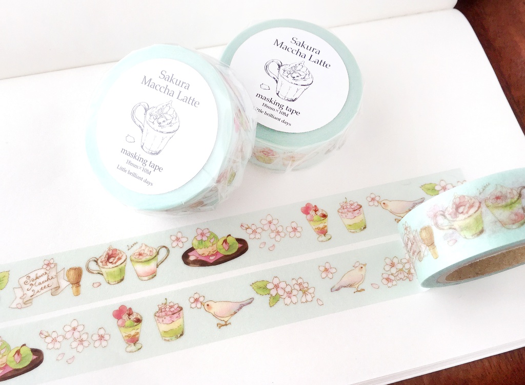 2018年1月頃販予定◆SakuraMacchaLatte(Blue)masking tape