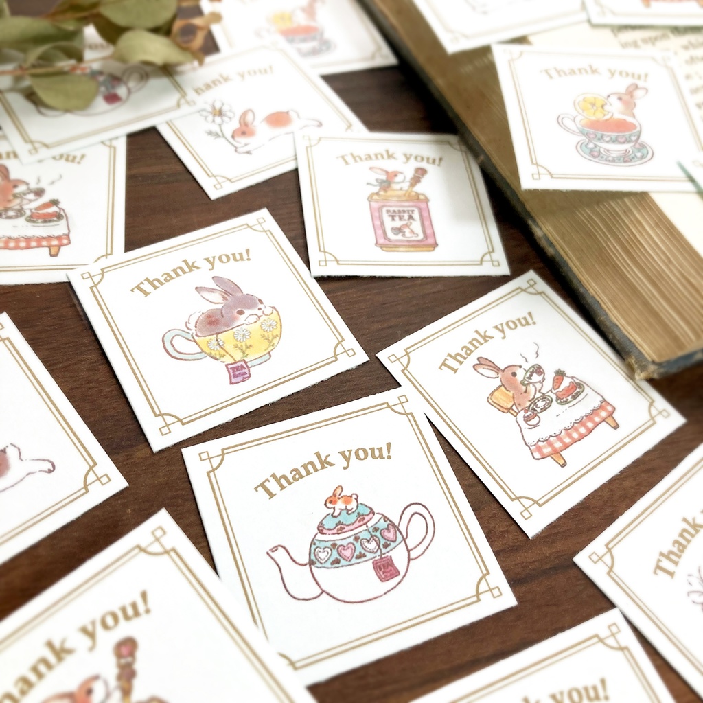 Thank you seal "Rabbit Tea"|うさぎ×紅茶【シール35枚入】
