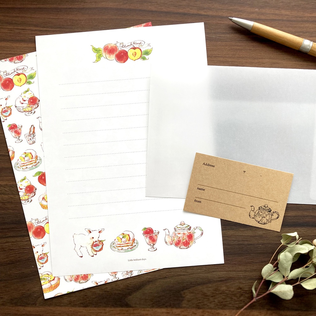 Letterset ”Plum&Peach”|すももと桃のレターセット