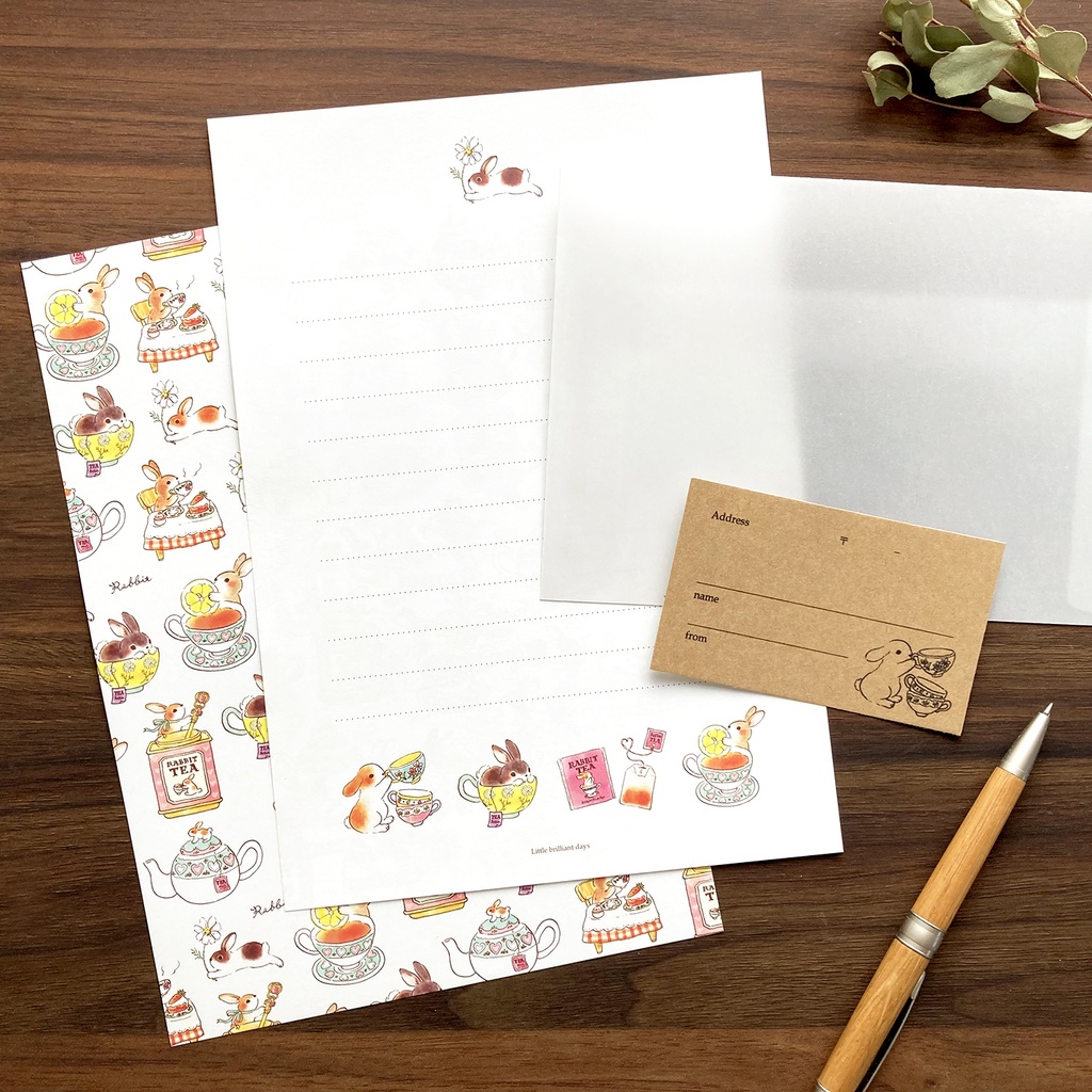 Letterset ”Rabbit Tea”|うさぎ&紅茶のレターセット