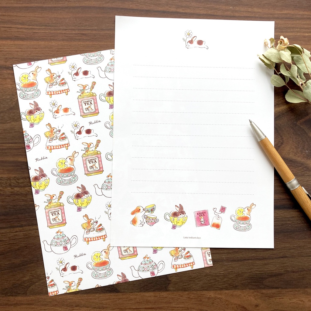 Letterset ”Rabbit Tea”|うさぎ&紅茶のレターセット