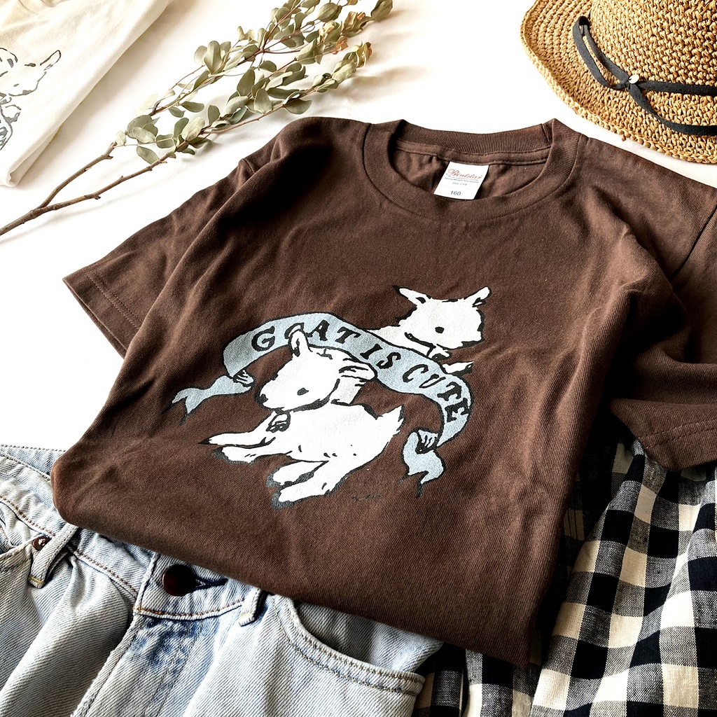 【5月下旬発送】Goat is cute Tシャツ(チョコ)|子やぎは可愛い〔動物シリーズ〕