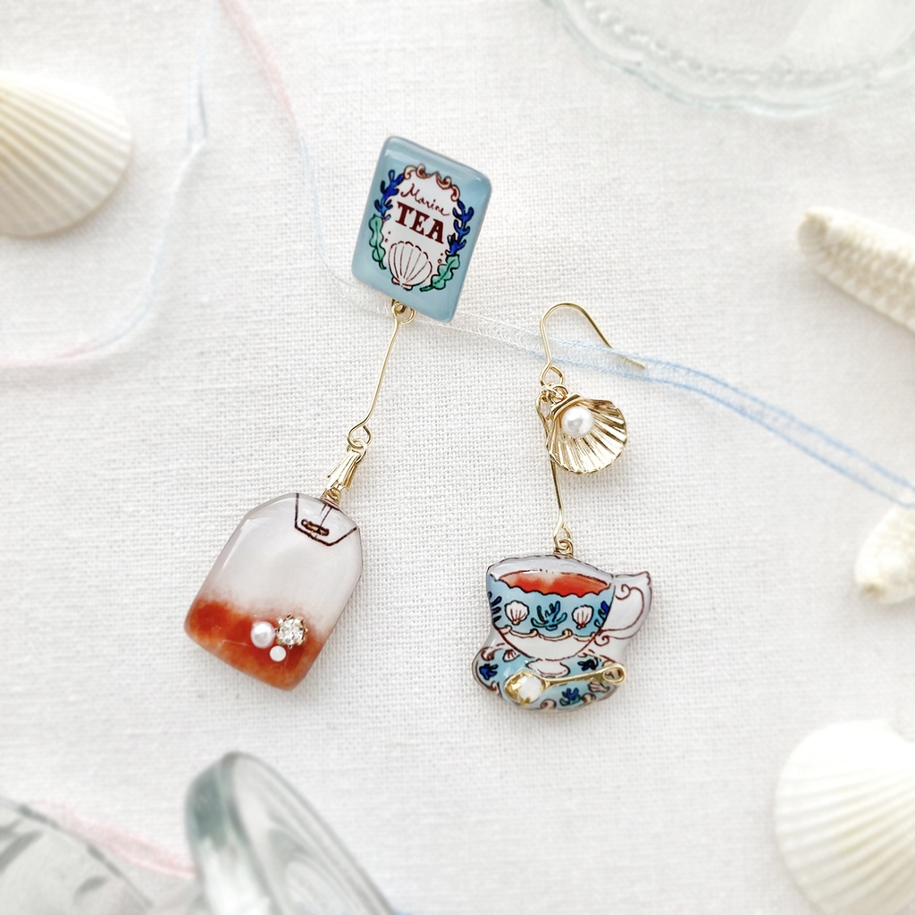 Teabag earring -Marine-|海のティーバッグイヤリング・ピアス〔紅茶シリーズ〕