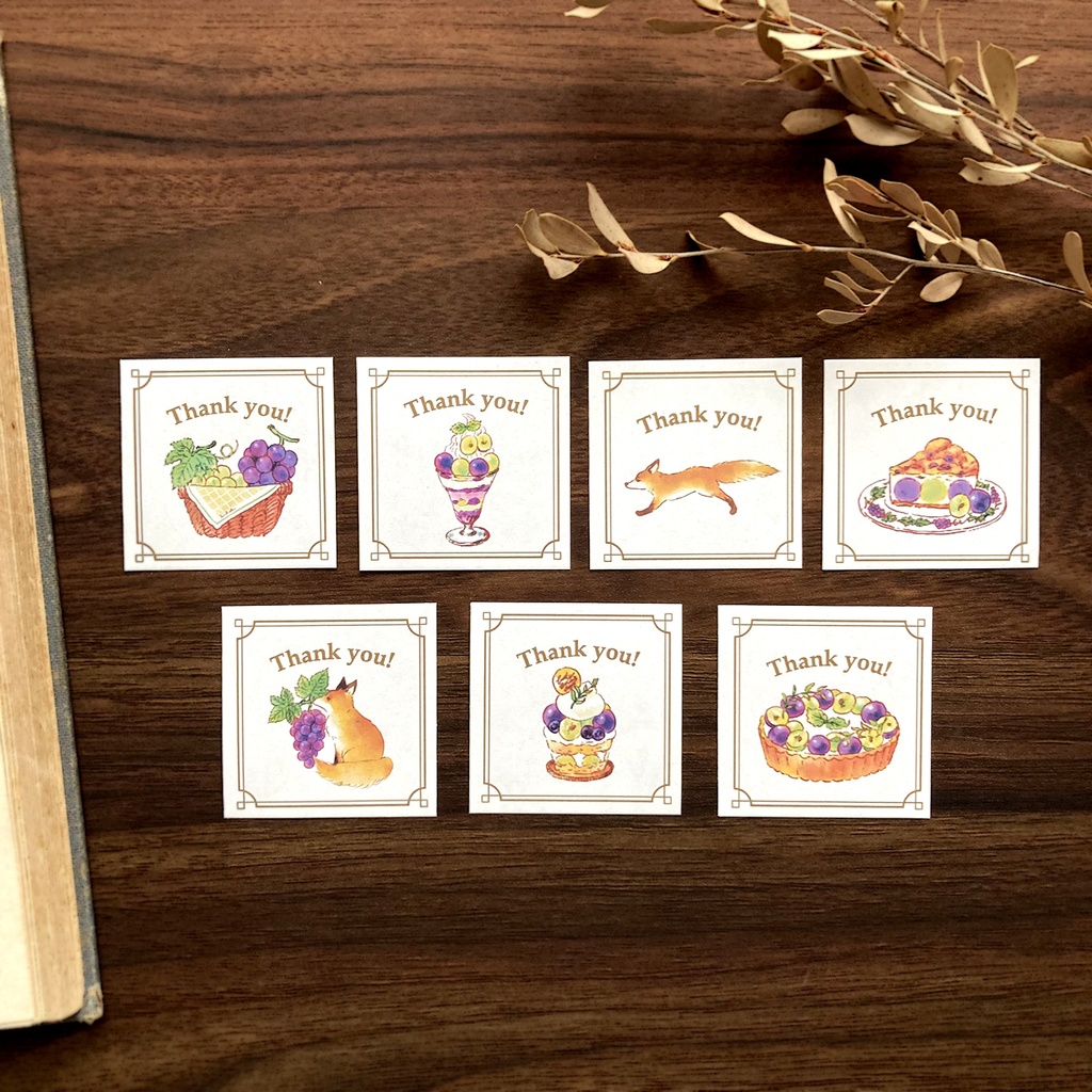 Thank you seal "Grape&Fox"|ぶどうときつね【シール35枚入】