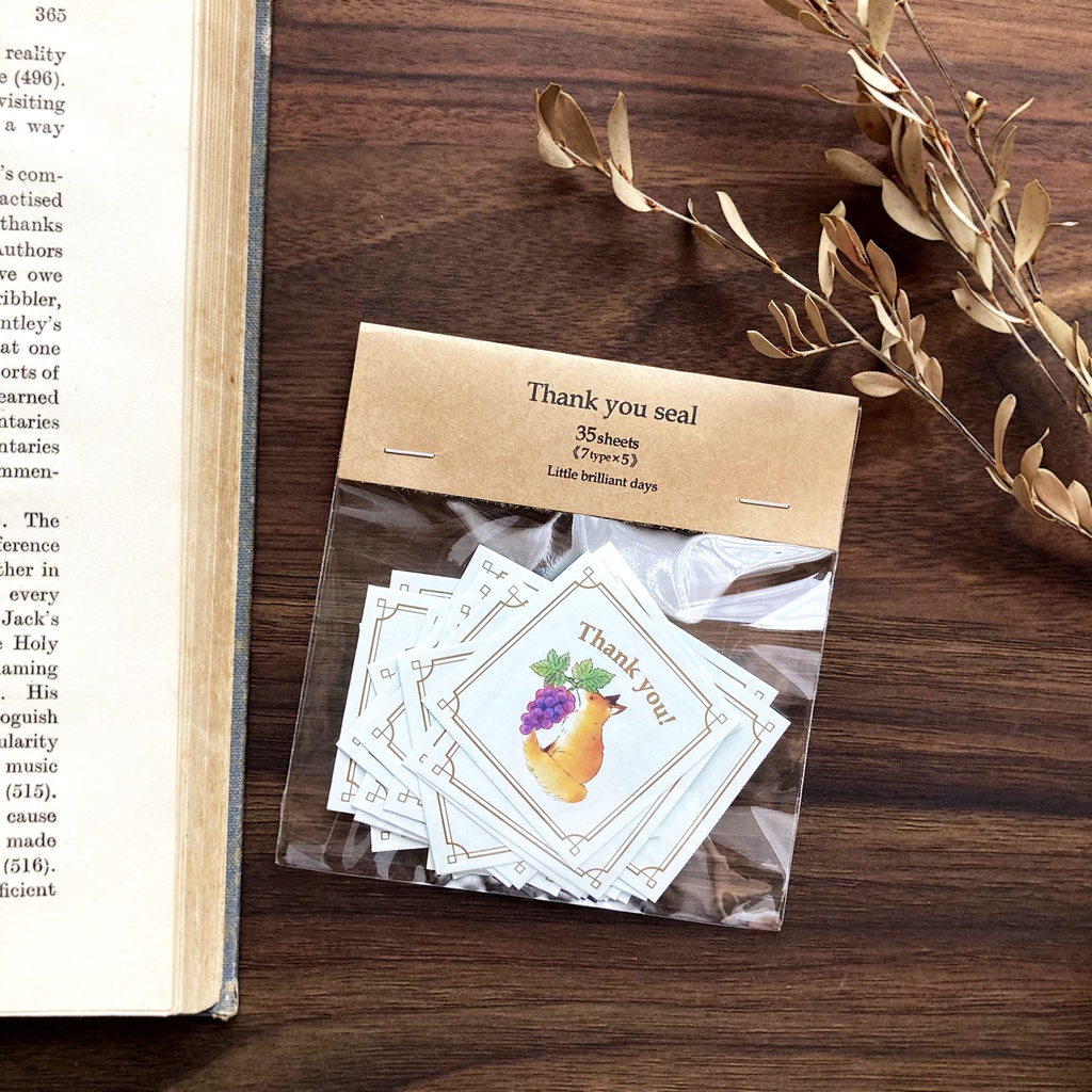 Thank you seal "Grape&Fox"|ぶどうときつね【シール35枚入】