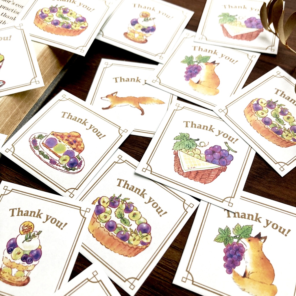 Thank you seal "Grape&Fox"|ぶどうときつね【シール35枚入】
