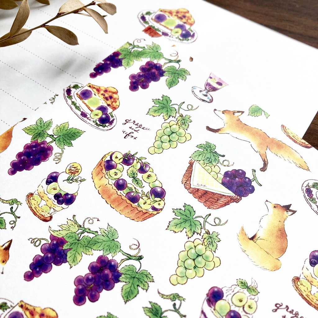 Letterset ”Grape&Fox”|秋のぶどう&きつねのレターセット