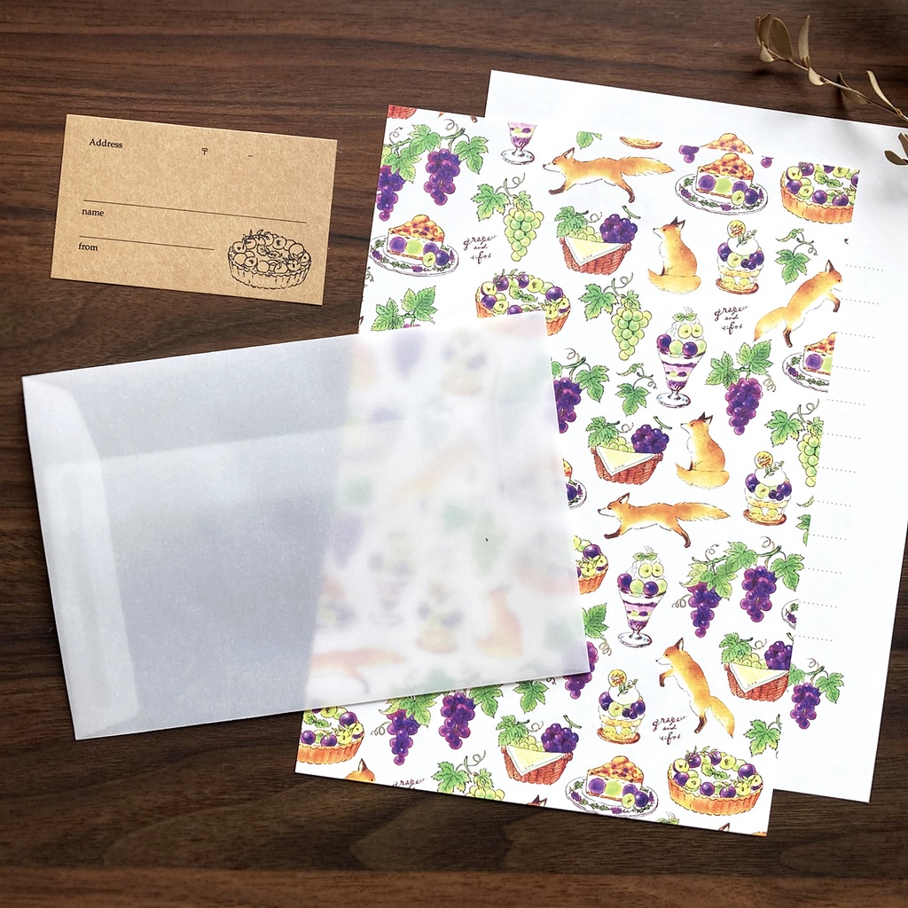 Letterset ”Grape&Fox”|秋のぶどう&きつねのレターセット