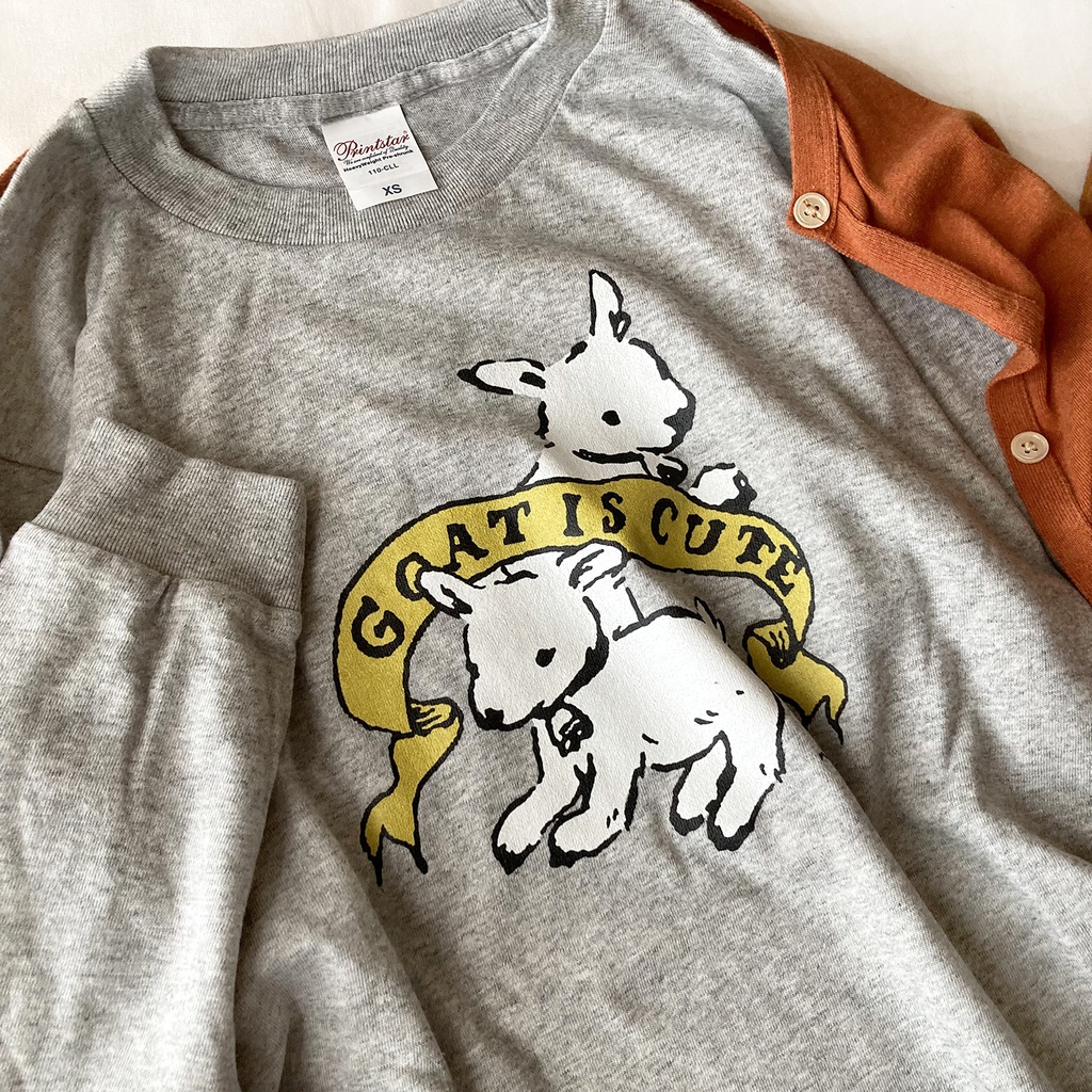 4月上旬発送】Goat ロンＴ（グレー）｜子やぎ長袖Tシャツカットソー