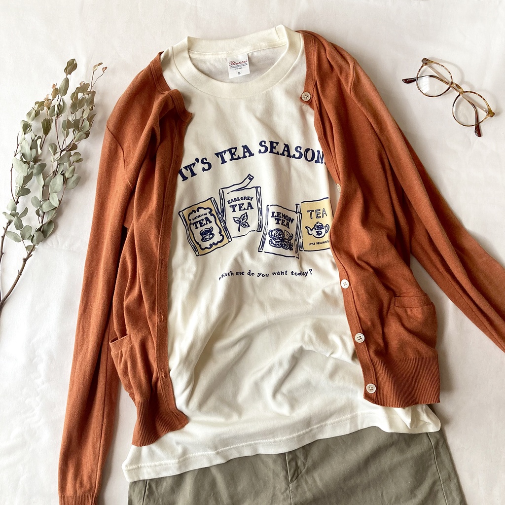 【12月中旬発送】Teabag ロンT(クリーム)|ティーバッグエンベロープの長袖Tシャツカットソー〔紅茶シリーズ〕