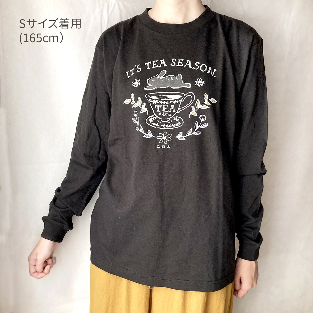 【12月上旬発送】RabbitTea ロンT(クリーム)|うさぎティーカップ長袖Tシャツカットソー〔動物シリーズ〕