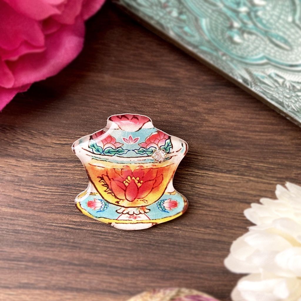 ChinaTeacup brooch -華-｜中国茶器ティーカップブローチ
