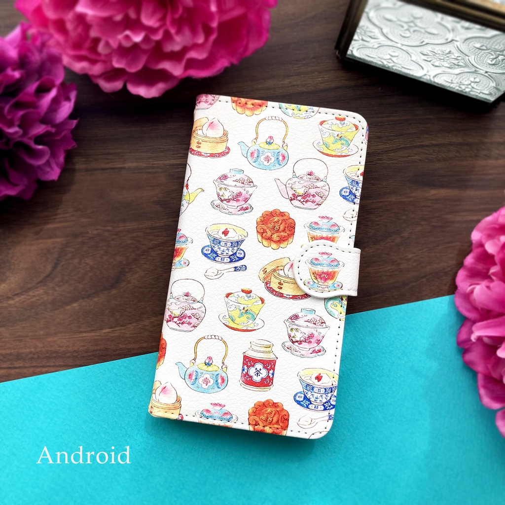 ChinaTea手帳型スマホケース(iPhone/Android全機種対応)中国茶器