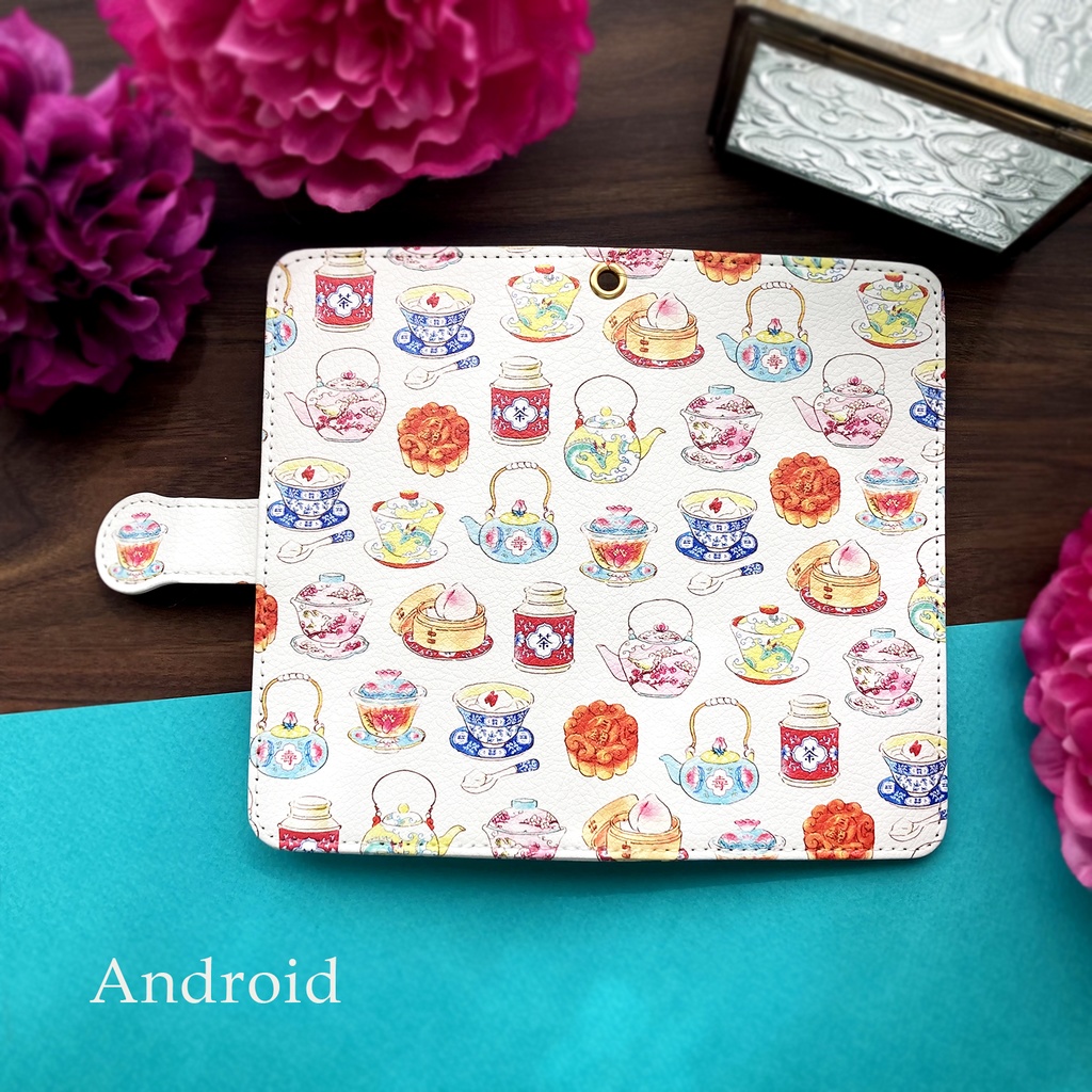 ChinaTea手帳型スマホケース(iPhone/Android全機種対応)中国茶器